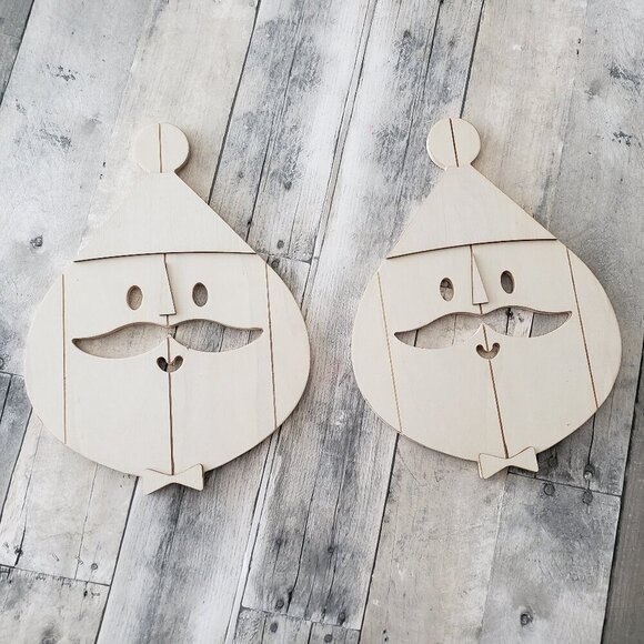 NWT - DIY Wood Santa Faces (set of 2) - Christmas - Picture 1 of 3